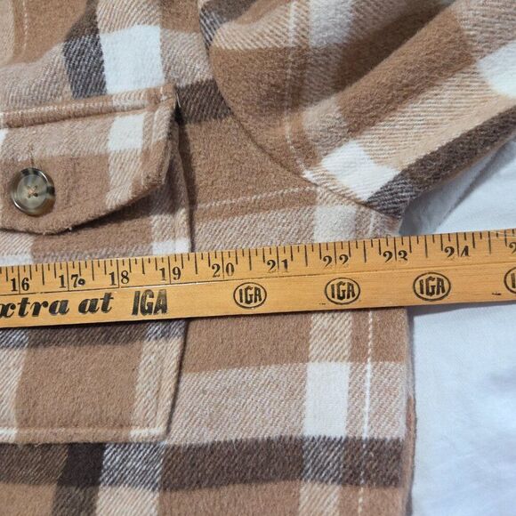 EUC TIME AND TRU PLAID BROWN MIX LONG SHACKET HEAVY SIZE M 8-10 - Picture 15 of 16